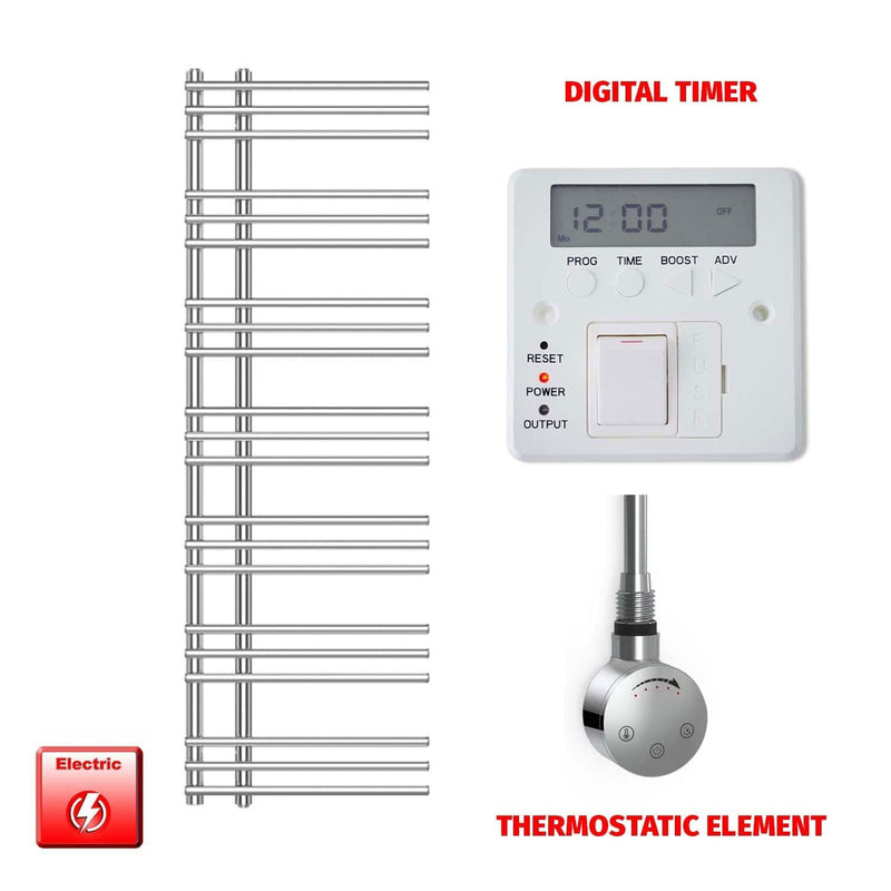 ER-Touch Thermostatic / Digital Timer 1500 x 500 Difta Pre-Filled Electric Heated Towel Radiator Flat Chrome