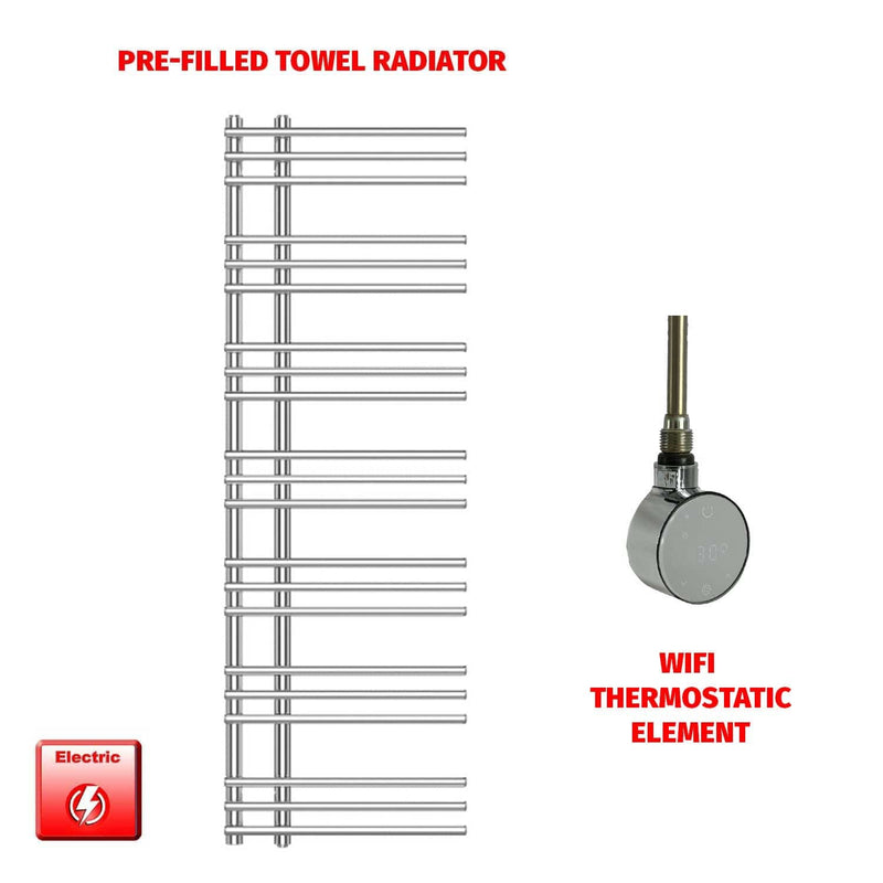 ER-Wifi Thermostatic / No Timer 1500 x 500 Difta Pre-Filled Electric Heated Towel Radiator Flat Chrome