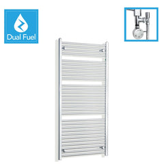 1500 x 700 Chrome Dual Fuel Flat Heated Towel Rail Radiator