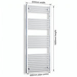 1600 mm High 650 mm Wide Chrome Towel Rail Central Heating - Elegant Radiators