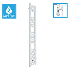 1600 x 250 White Dual Fuel Flat Heated Towel Rail Radiator