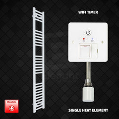 Single Heat / Wifi Timer 1600 x 200 Pre-Filled Electric Heated Towel Radiator White HTR