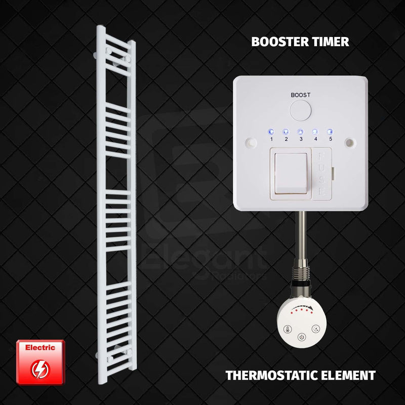 ER-Touch Thermostatic / Booster Timer 1600 x 250 Pre-Filled Electric Heated Towel Rail White HTR