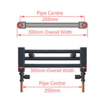 1600 x 300 Dual Fuel Flat Black Heated Towel Rail Radiator