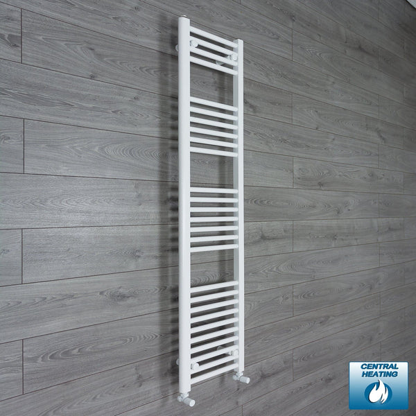 With Angled Valves 1600 x 300 Heated Towel Rail Radiator Flat White