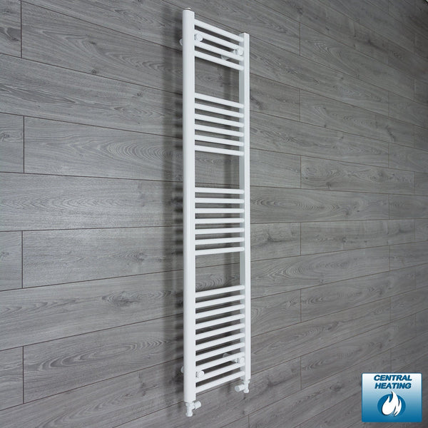 With Straight Inline Valves 1600 x 300 Heated Towel Rail Radiator Flat White