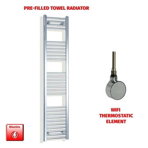 ER-Wifi Thermostatic / No Timer 1600 x 300 Pre-Filled Electric Heated Towel Radiator Straight Chrome