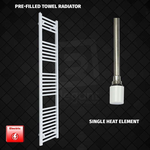 Single Heat / No Timer 1600 x 300 Pre-Filled Electric Heated Towel Rail White HTR