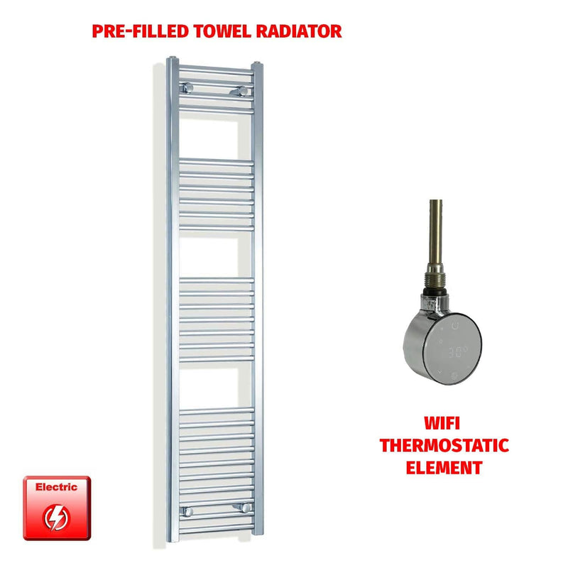 ER-Wifi Thermostatic / No Timer 1600 x 350 Pre-Filled Electric Heated Towel Radiator Straight Chrome