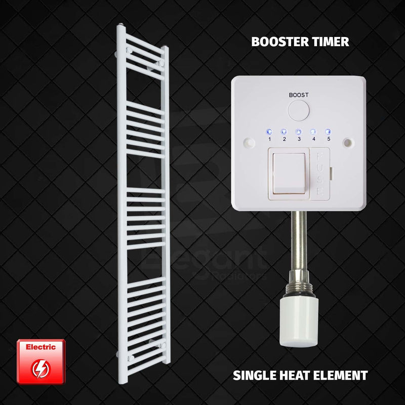 Single Heat / Booster Timer 1600 x 350 Pre-Filled Electric Heated Towel Rail White HTR