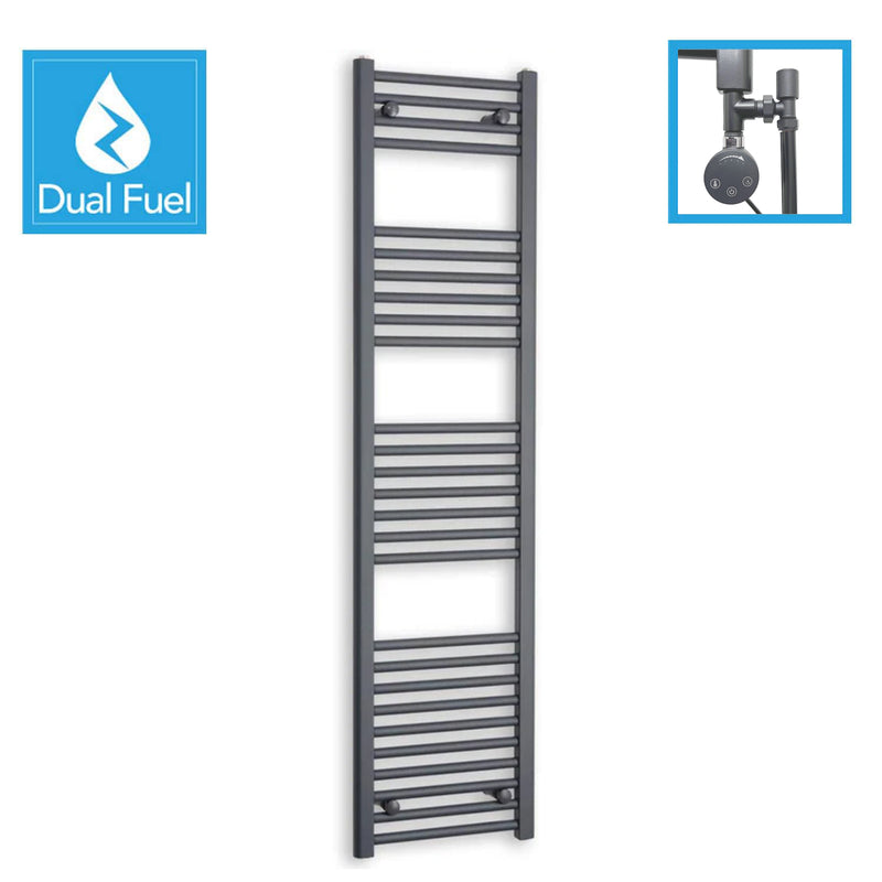 Matt Black Dual Fuel Heated Towel Rail 1600 x 400mm