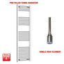 Flat / Single Heat / No Timer 1600 x 400 Chrome Electric Towel Radiator Pre-Filled Bathroom Warmer