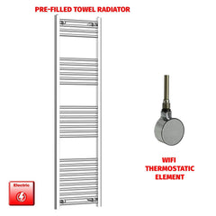 Flat / ER-Wifi Thermostatic / No Timer 1600 x 400 Chrome Electric Towel Radiator Pre-Filled Bathroom Warmer