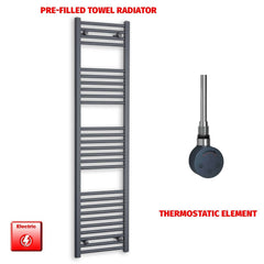 ER-Touch Thermostatic / No Timer 1600 x 400 Flat Anthracite Pre-Filled Electric Heated Towel Radiator HTR