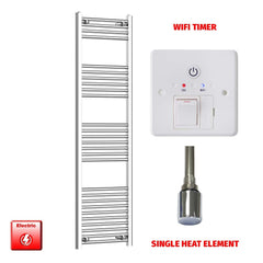 Flat / Single Heat / Wifi Timer 1600 x 500 Chrome Electric Heated Towel Rail Pre-Filled Bathroom Warmer