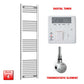 Flat / ER-Touch Thermostatic / Digital Timer 1600 x 500 Chrome Electric Heated Towel Rail Pre-Filled Bathroom Warmer