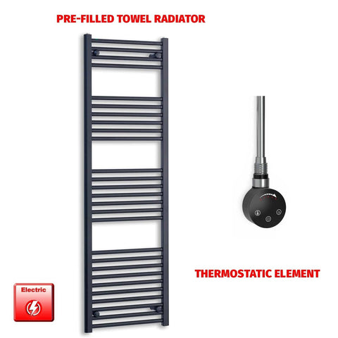 ER-Touch Thermostatic / No Timer 1600 x 500 Flat Black Pre-Filled Electric Heated Towel Radiator HTR