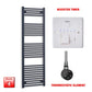 ER-Touch Thermostatic / Booster Timer 1600 x 500 Flat Black Pre-Filled Electric Heated Towel Radiator HTR