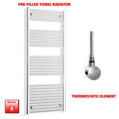 ER-Touch Thermostatic / No Timer 1600 x 550 Electric Heated Towel Radiator Straight Chrome