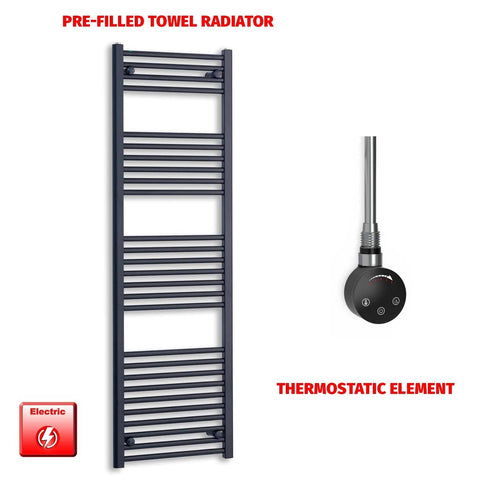 ER-Touch Thermostatic / No Timer 1600 x 550 Flat Black Pre-Filled Electric Heated Towel Radiator HTR