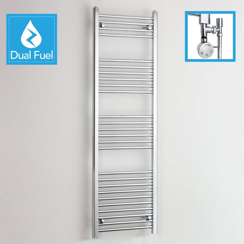 1600 x 600 Chrome Dual Fuel Flat Heated Towel Rail Radiator