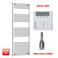 Flat / Single Heat / Digital Timer 1600 x 600 Chrome Electric Towel Rail Pre-Filled Bathroom Warmer