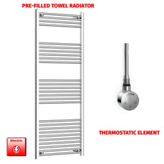 Flat / ER-Touch Thermostatic / No Timer 1600 x 600 Chrome Electric Towel Rail Pre-Filled Bathroom Warmer