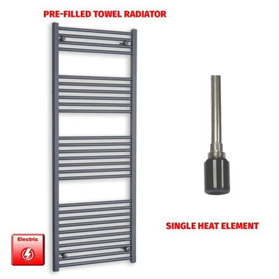 1600x600mm Flat Anthracite Pre-Filled Electric Heated Towel Rail Radiator