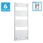 1600 x 650 Chrome Dual Fuel Flat Heated Towel Rail Radiator