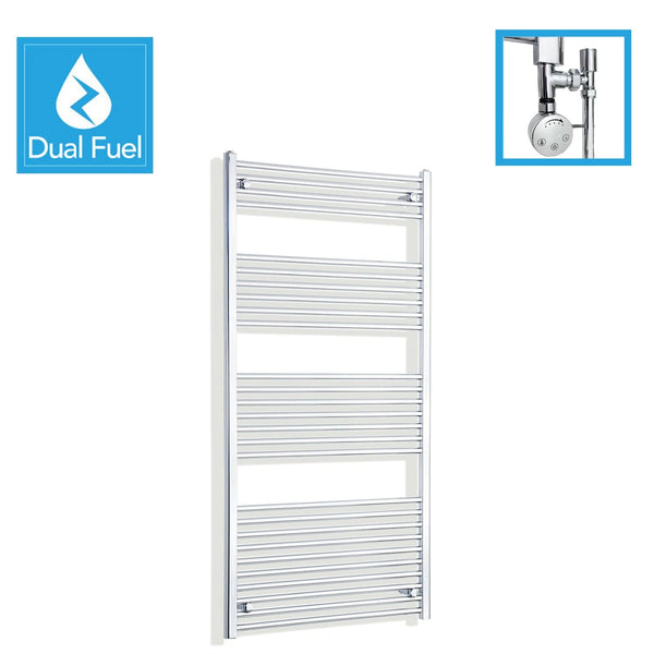 1600 x 750 Chrome Dual Fuel Flat Heated Towel Rail Radiator