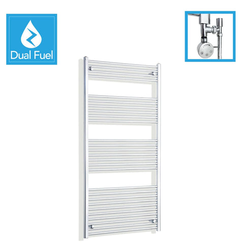 1600 x 750 Chrome Dual Fuel Flat Heated Towel Rail Radiator