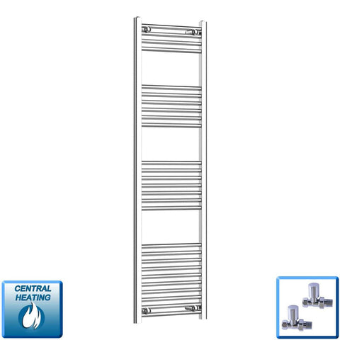 450mm / With Straight Inline Valves 1600mm Chrome Towel Rail - Niche Pipe Centers (400-550mm)