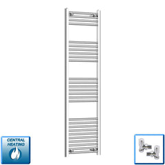 450mm / With Angled Valves 1600mm Chrome Towel Rail - Niche Pipe Centers (400-550mm)