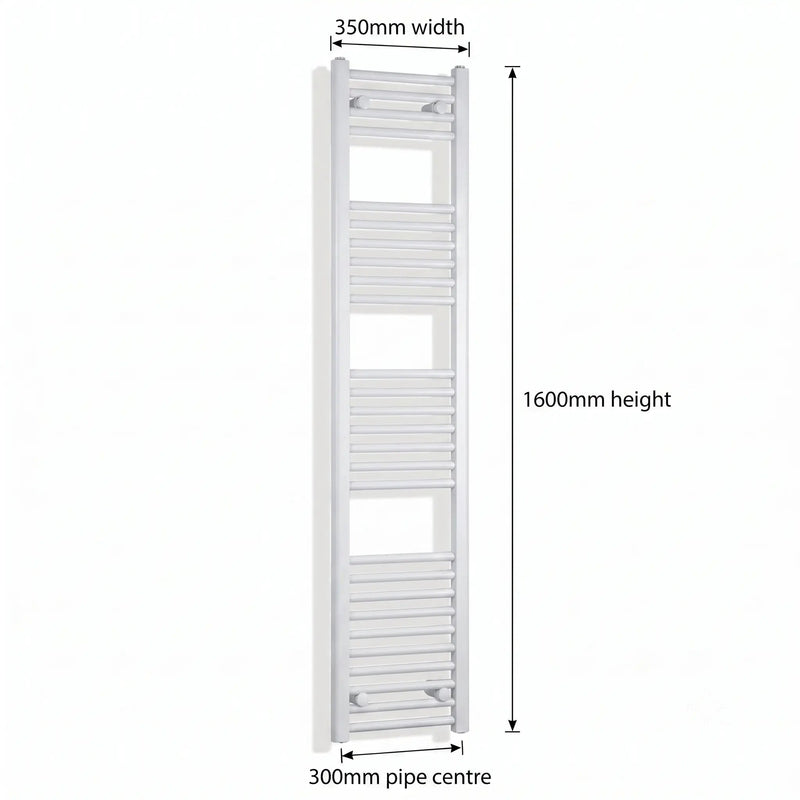 1600x350mm Heated Towel Rail Radiator Flat White - Elegant Radiators