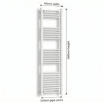 1600x400mm Towel Rail Radiator Flat White Central Heating - Elegant Radiators