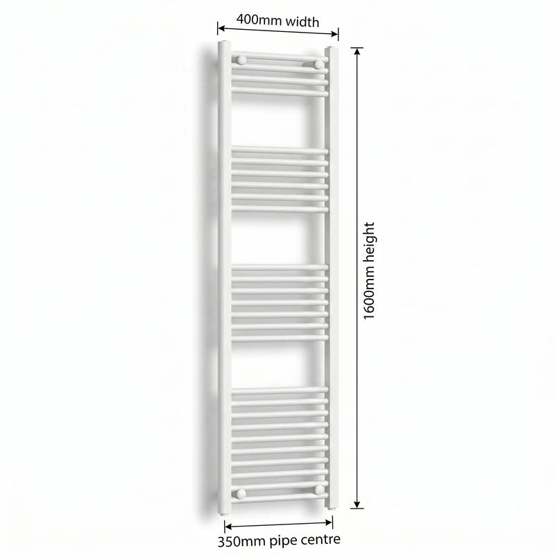 1600x400mm Towel Rail Radiator Flat White Central Heating - Elegant Radiators