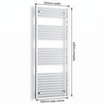 1600x550mm Heated Straight Towel Radiator Chrome - Elegant Radiators