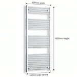 1600x600mm Heated Flat or Curved Towel Radiator Chrome - Elegant Radiators