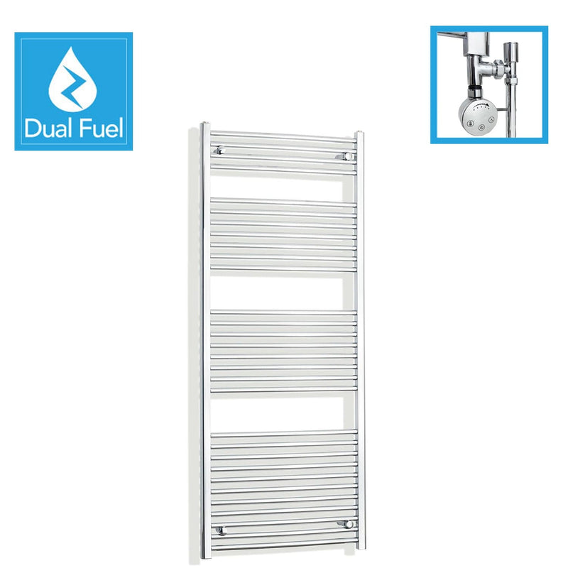 1700 x 700 Chrome Dual Fuel Flat Heated Towel Rail Radiator