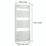 1700x700mm Heated Straight Towel Radiator Chrome - Elegant Radiators