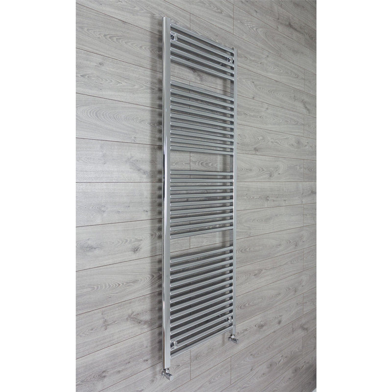 With Angled Valves 1744 x 500 Straight Heated Towel Radiator Chrome 25mm Tubes