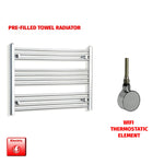 600x800mm Pre Filled Electric Towel Rail Straight Chrome