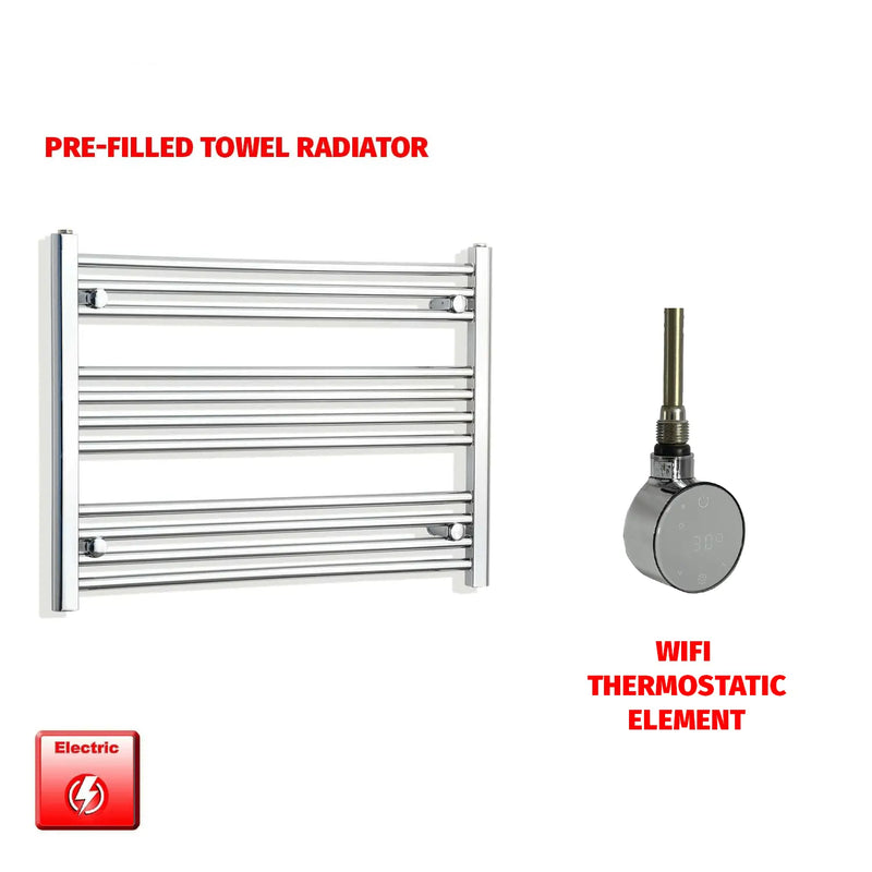 600x800mm Pre Filled Electric Towel Rail Straight Chrome
