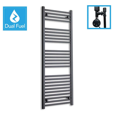 1400x450mm Dual Fuel Flat Black Heated Towel Rail Radiator