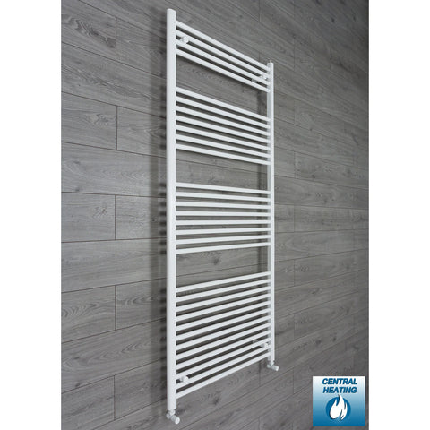 800mm Wide 1800mm High White Towel Rail Radiator With Angled Valve