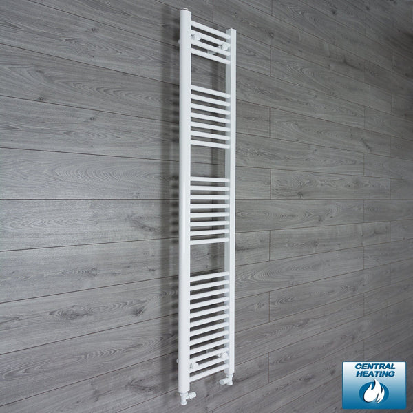 With Straight Inline Valves 1800 x 200 Heated Towel Rail Radiator Flat White