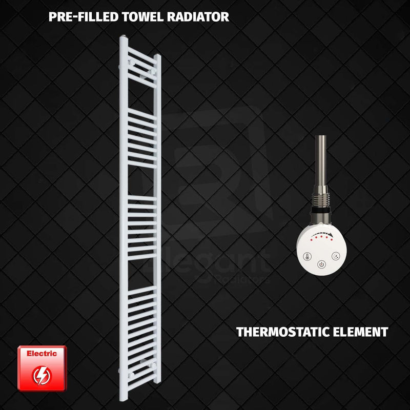 ER-Touch Thermostatic / No Timer 1800 x 200 Pre-Filled Electric Heated Towel Rail Radiator White HTR