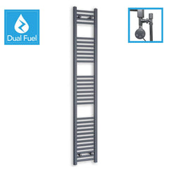 1800 x 300 Anthracite Dual Fuel Flat Heated Towel Rail Radiator
