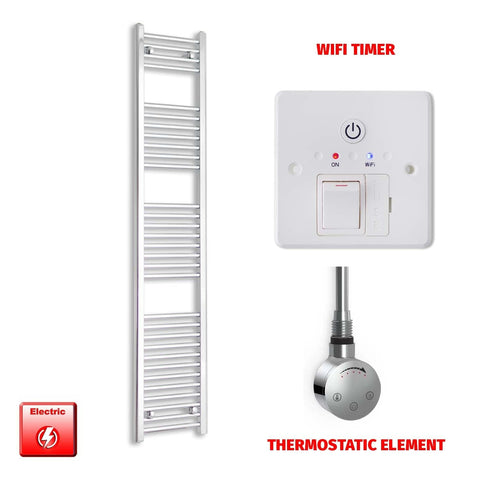 ER-Touch Thermostatic / Wifi Timer 1800 x 300 Pre-Filled Electric Heated Towel Radiator Straight Chrome