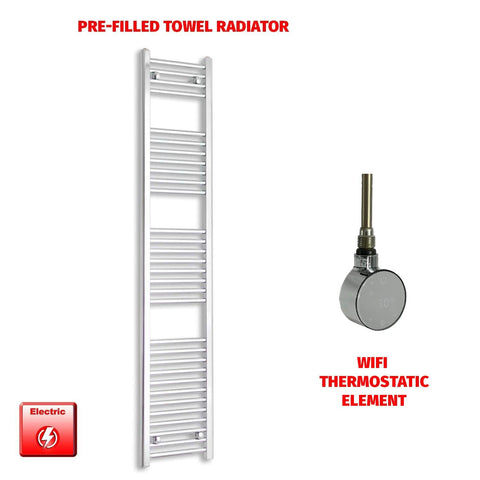 ER-Wifi Thermostatic / No Timer 1800 x 300 Pre-Filled Electric Heated Towel Radiator Straight Chrome